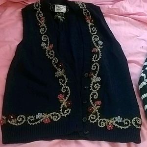 Navy blue vest with flowers